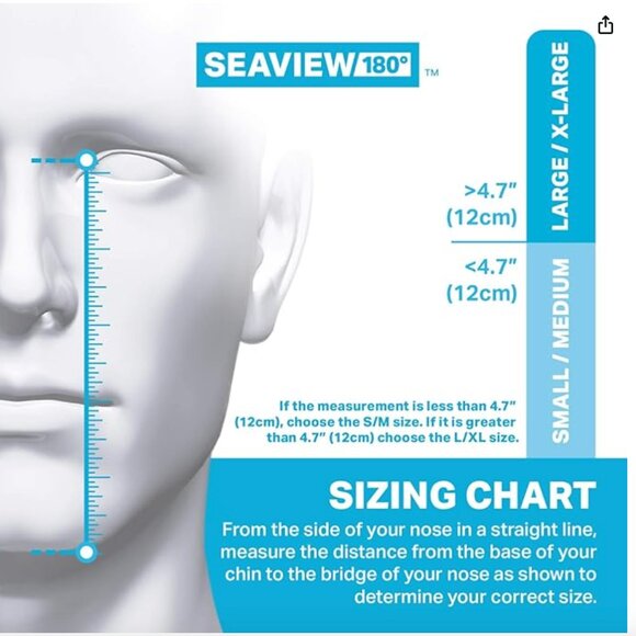 SEAVIEW 180 Degree Panoramic Snorkel Mask- Full Face Design, Blue - S/M - Picture 4 of 9
